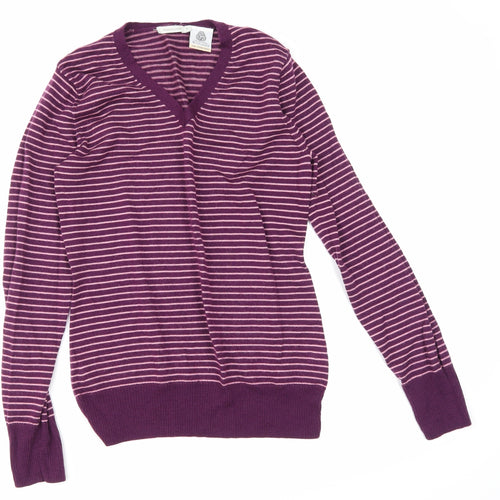 Woolmark Womens Purple Striped  Pullover Sweatshirt Size M