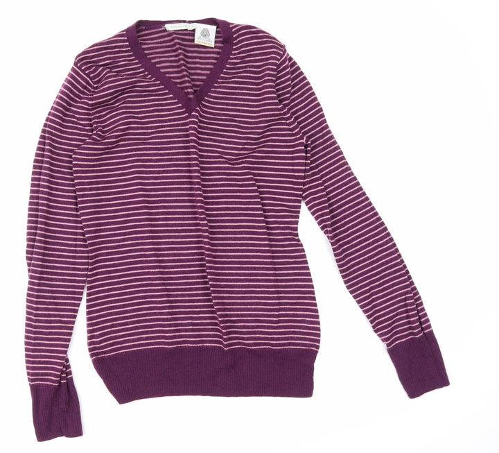 Woolmark Womens Purple Striped  Pullover Sweatshirt Size M