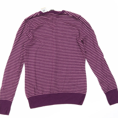 Woolmark Womens Purple Striped  Pullover Sweatshirt Size M