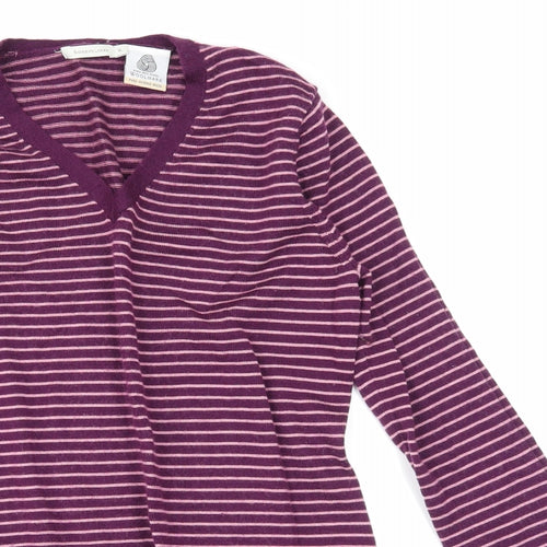 Woolmark Womens Purple Striped  Pullover Sweatshirt Size M
