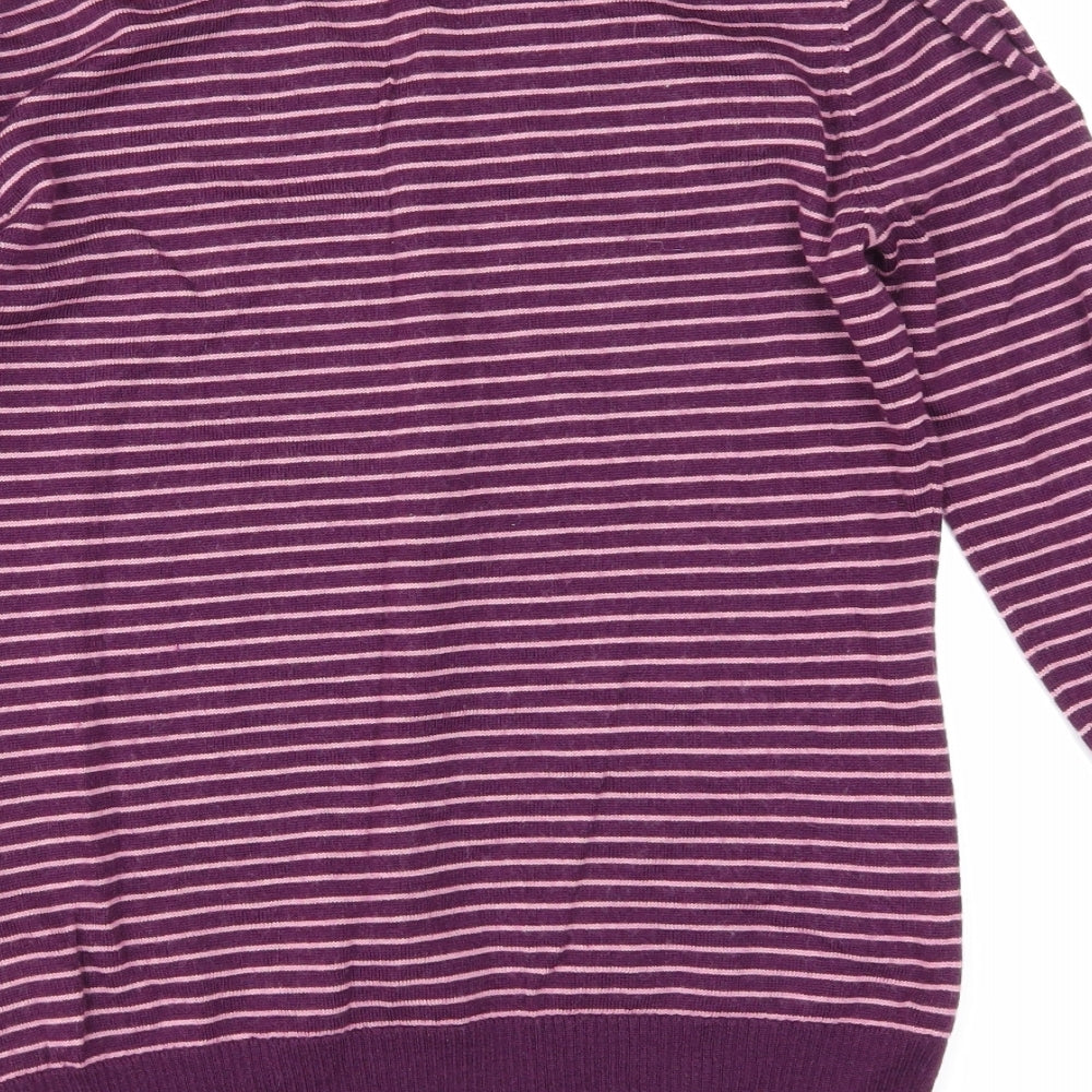 Woolmark Womens Purple Striped  Pullover Sweatshirt Size M