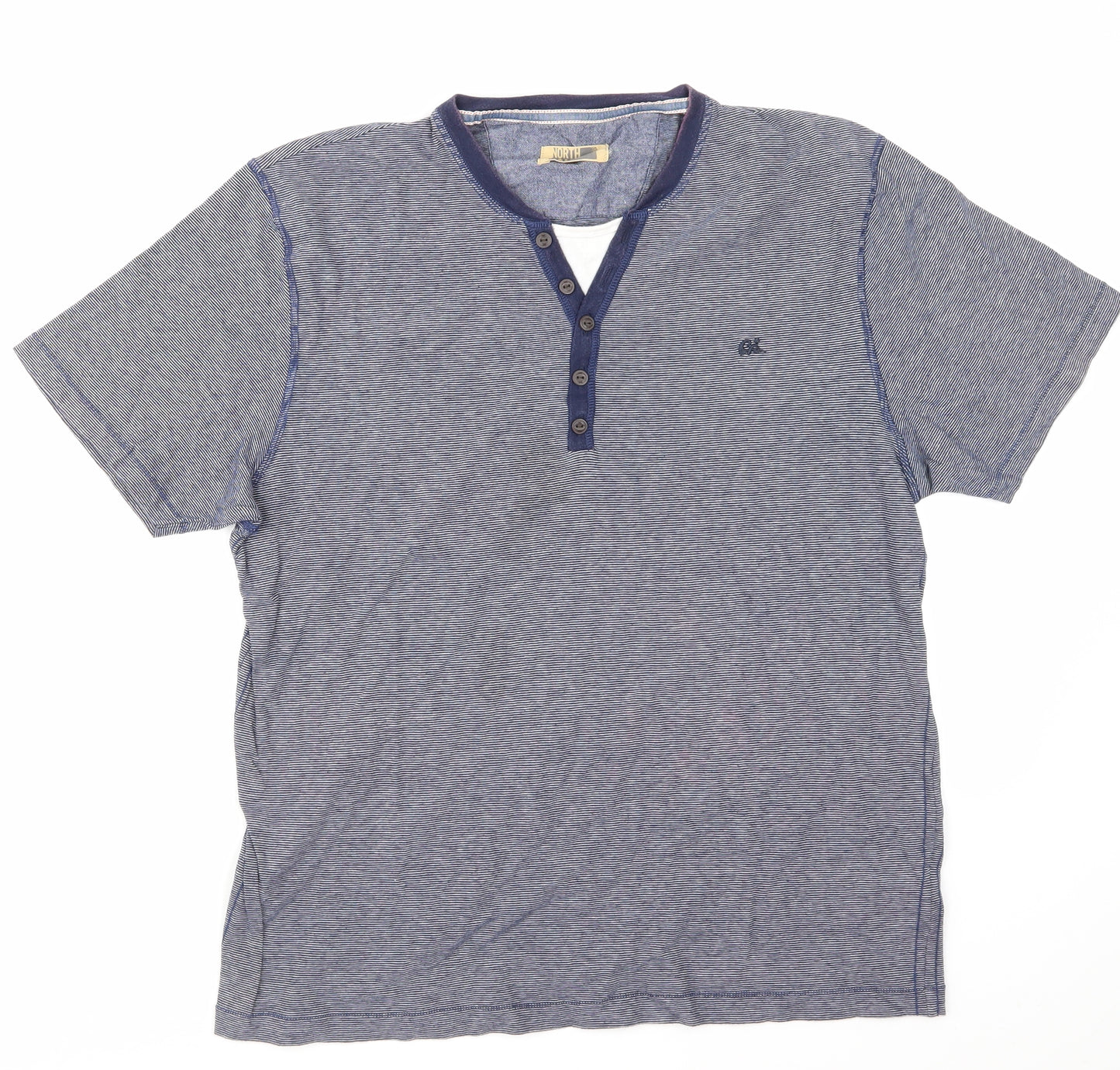 north coast Mens Blue Striped   Polo Size M