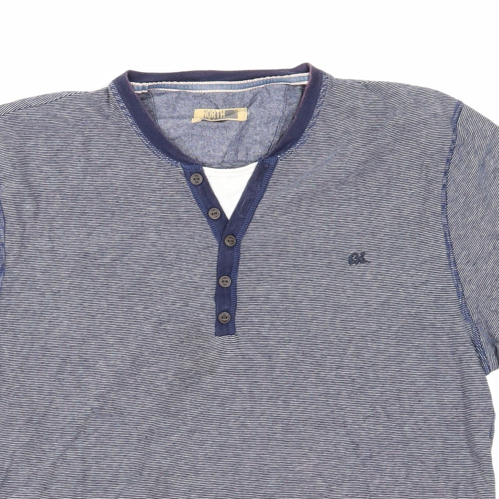 north coast Mens Blue Striped   Polo Size M