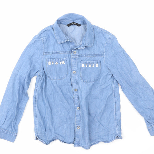 George Girls Blue  Denim Basic Button-Up Size 6-7 Years