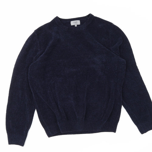 Marks and Spencer Mens Blue  Velvet Pullover Sweatshirt Size XL