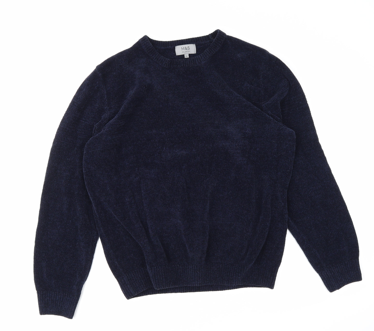 Marks and Spencer Mens Blue  Velvet Pullover Sweatshirt Size XL