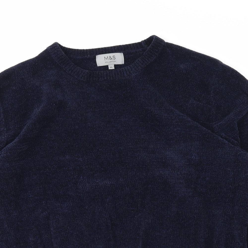 Marks and Spencer Mens Blue  Velvet Pullover Sweatshirt Size XL