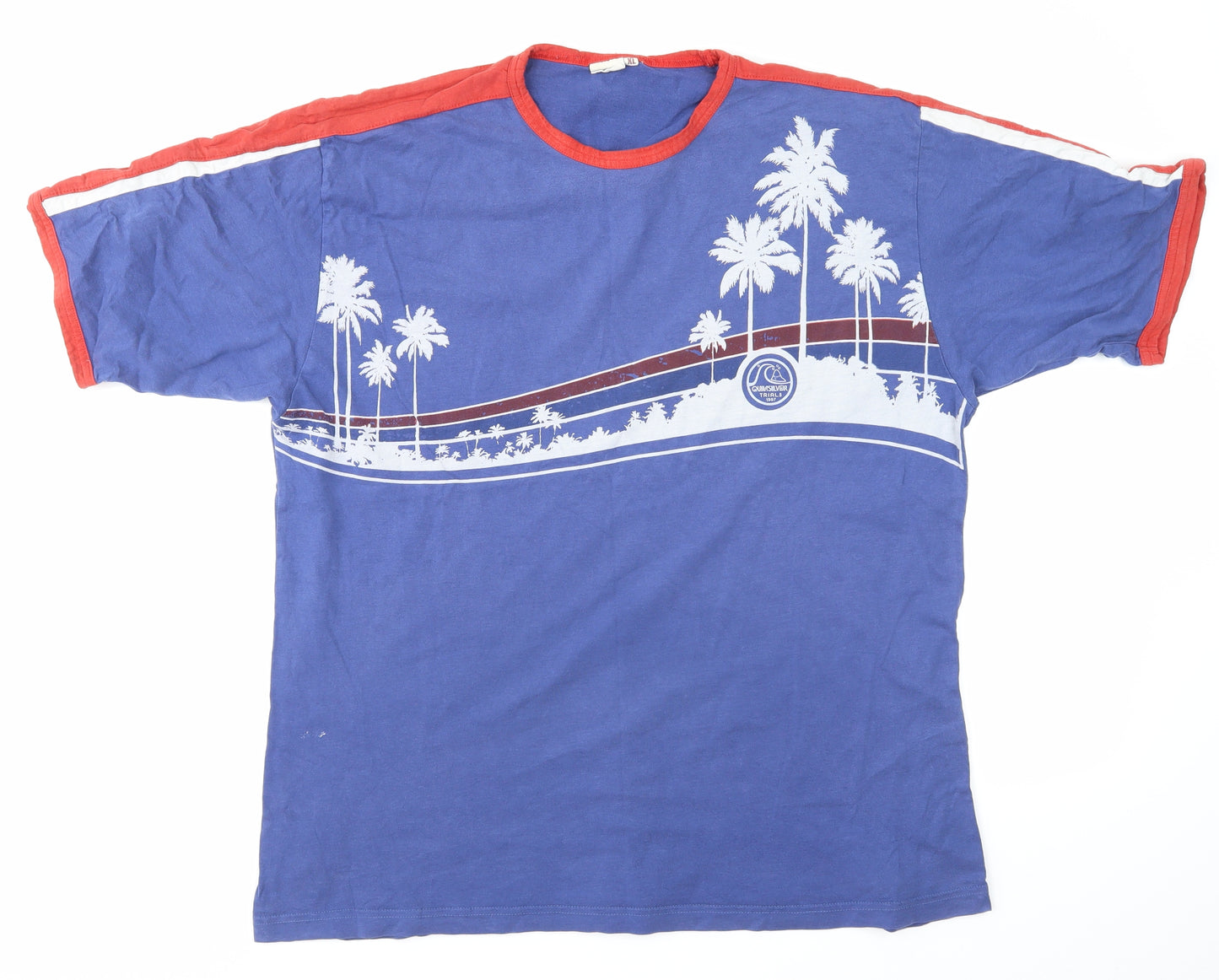 Quiksilver Mens Blue Striped   T-Shirt Size XL