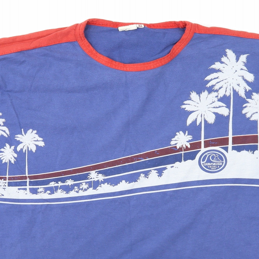Quiksilver Mens Blue Striped   T-Shirt Size XL