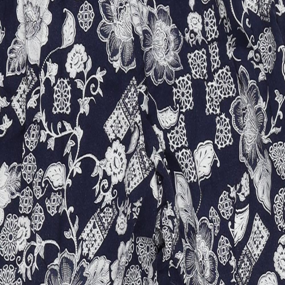 New Look Womens Blue Floral  Top Pyjama Pants Size 12