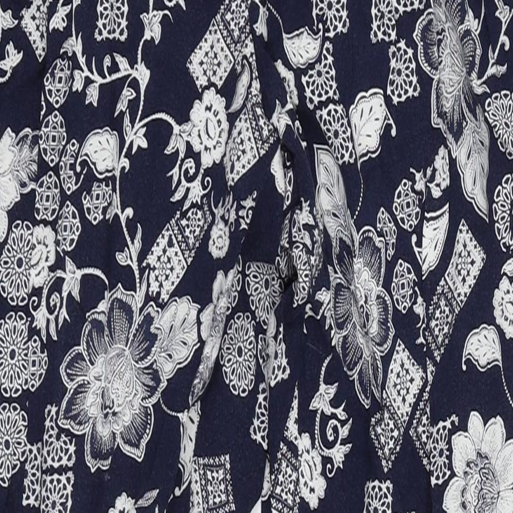 New Look Womens Blue Floral  Top Pyjama Pants Size 12