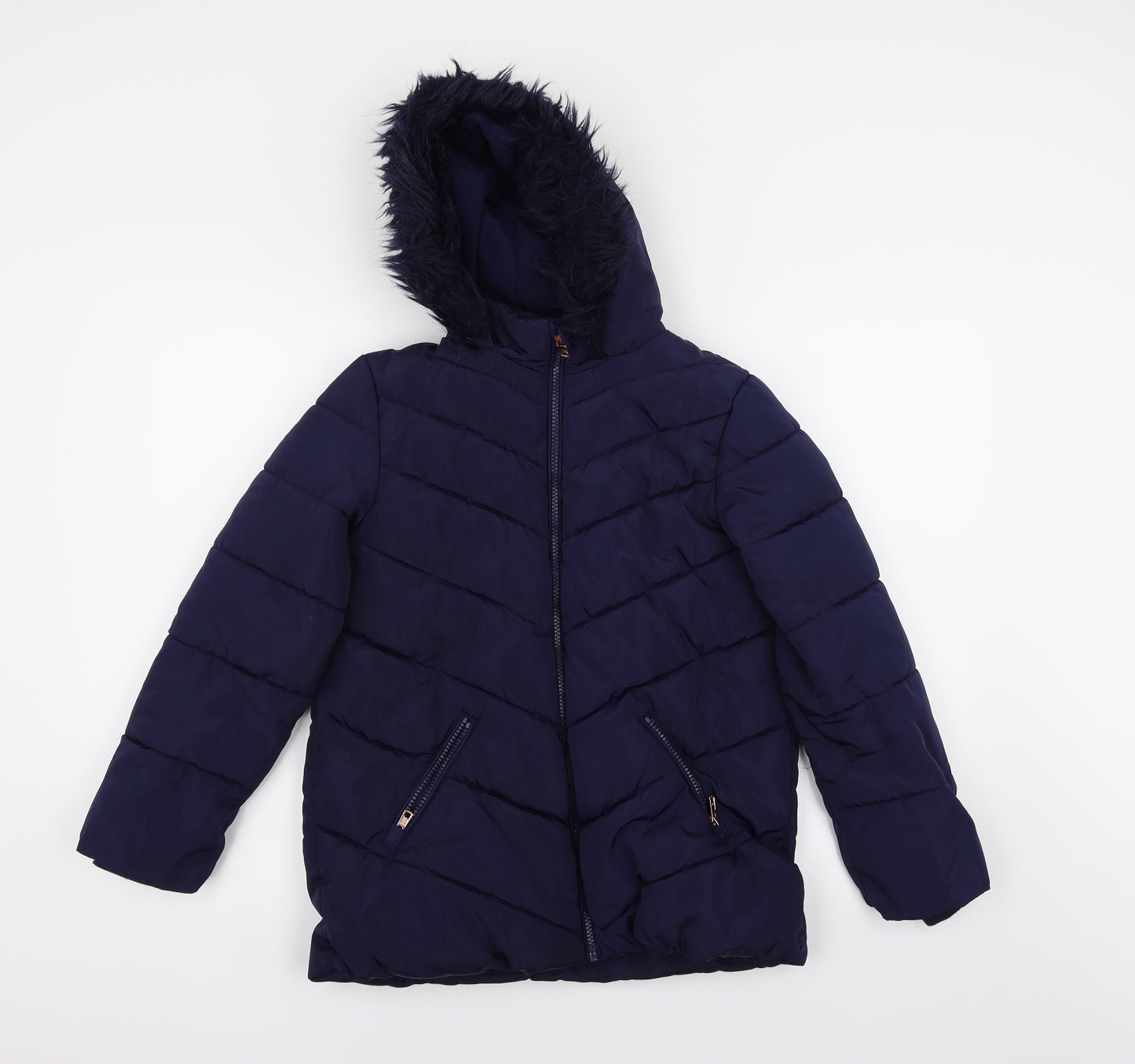 George Girls Blue   Parka Coat Size 10-11 Years