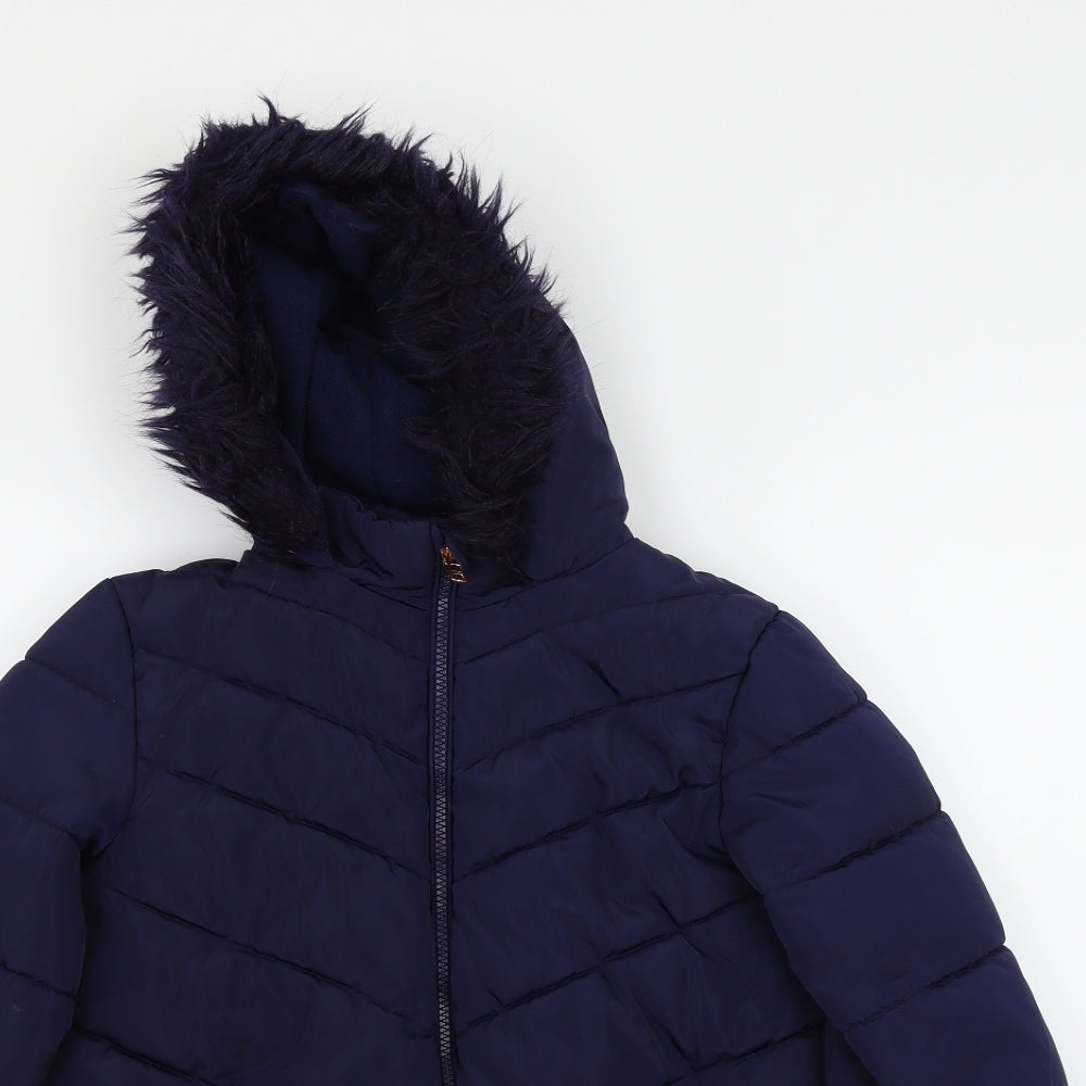George Girls Blue   Parka Coat Size 10-11 Years