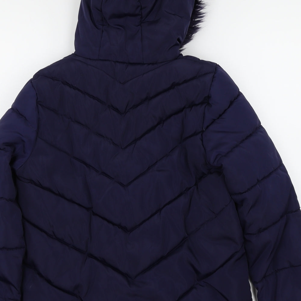 George Girls Blue   Parka Coat Size 10-11 Years