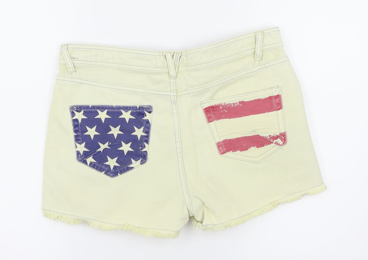 Brave Soul Womens Multicoloured   Cut-Off Shorts Size 14 - USA Flag