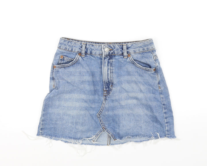 Topshop Womens Blue Flare Skirt Size 8
