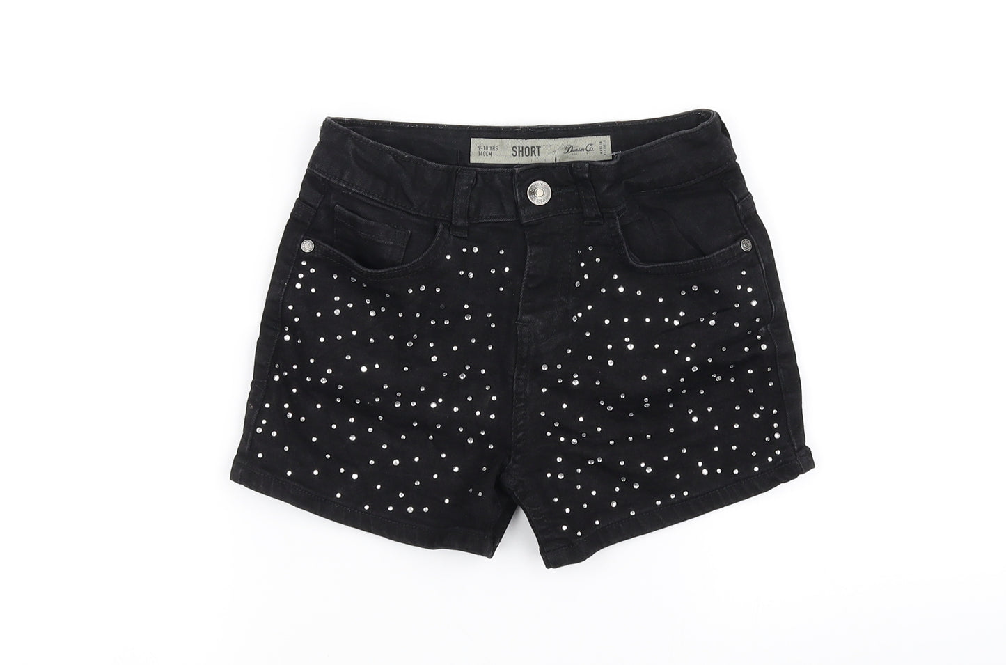 deniem co Girls Black   Cut-Off Shorts Size 9-10 Years