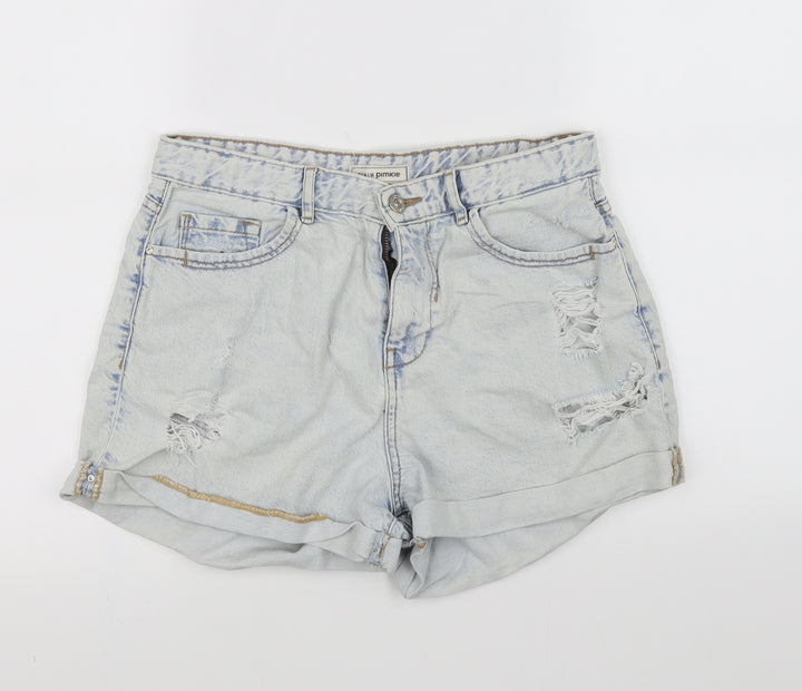 pimple Womens Blue Cut-Off Shorts Size M