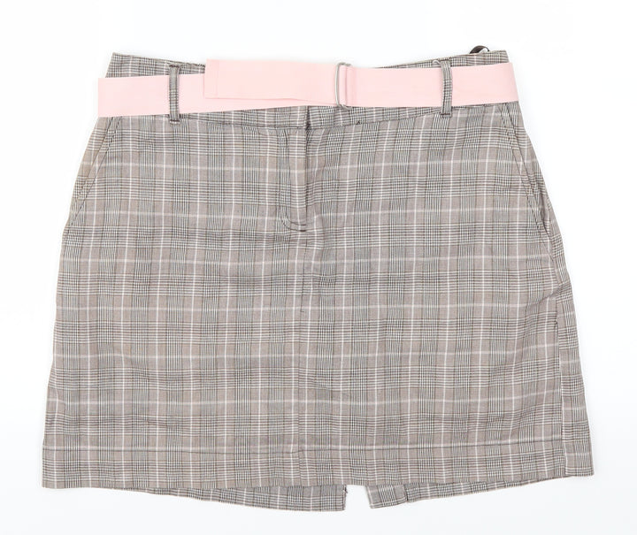 IZOD Womens Brown Check Mini Skirt Size 30 in