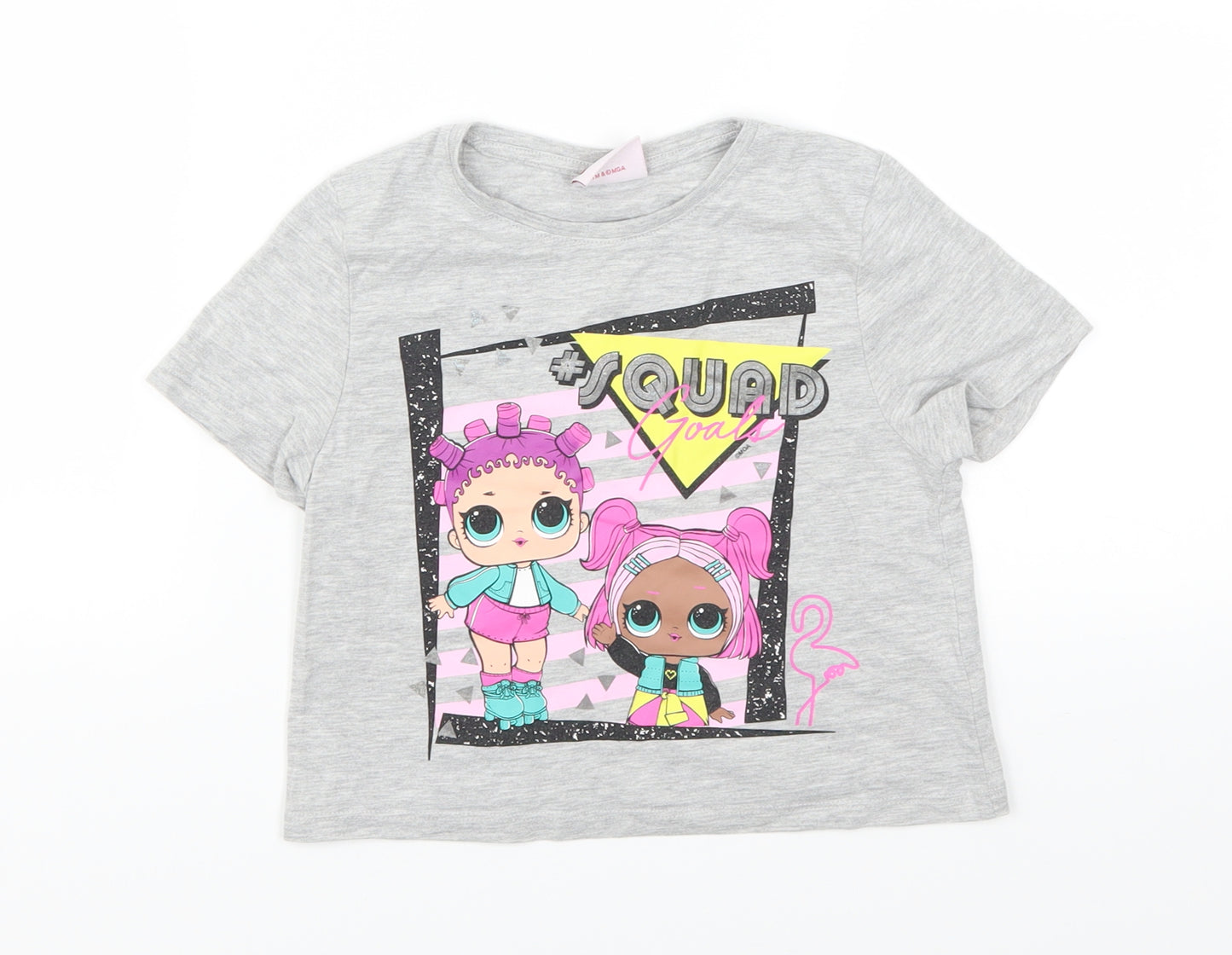 F&F Girls Grey   Basic T-Shirt Size 6-7 Years  - Squad Goals