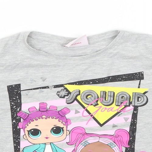 F&F Girls Grey   Basic T-Shirt Size 6-7 Years  - Squad Goals