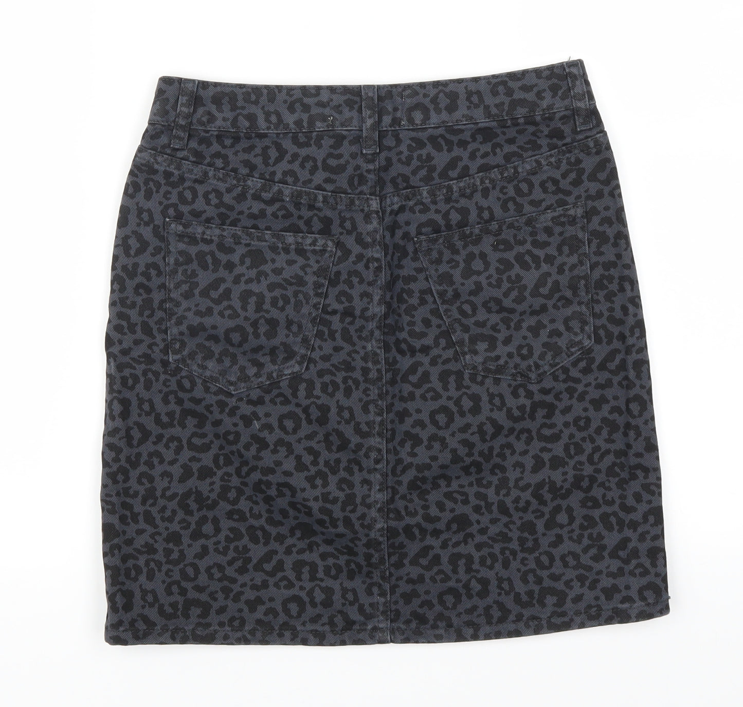 New Look Womens Blue Animal Print Denim Mini Skirt Size 6