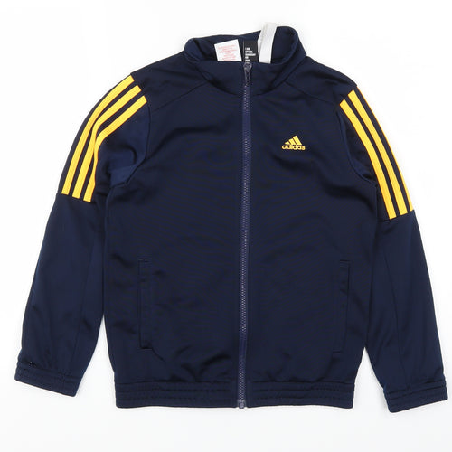 adidas Boys Blue Striped  Full Zip Sweatshirt Size 8-9 Years