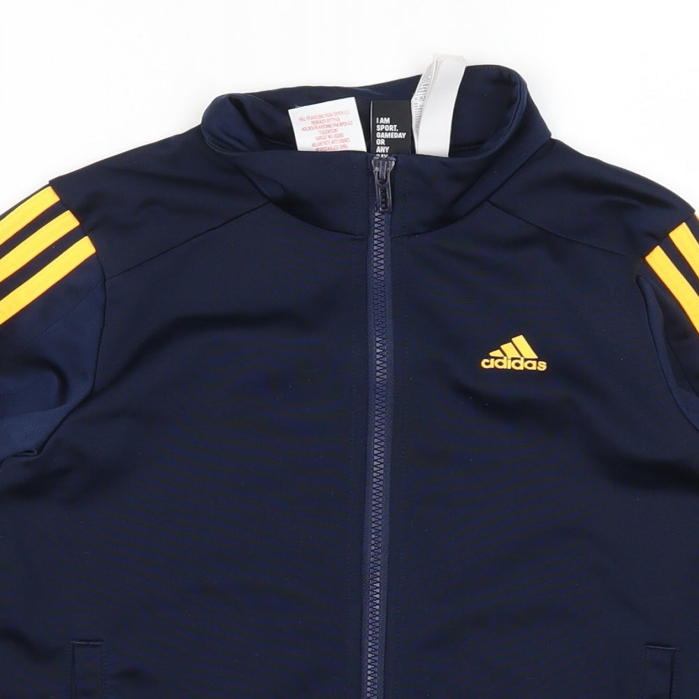 adidas Boys Blue Striped  Full Zip Sweatshirt Size 8-9 Years