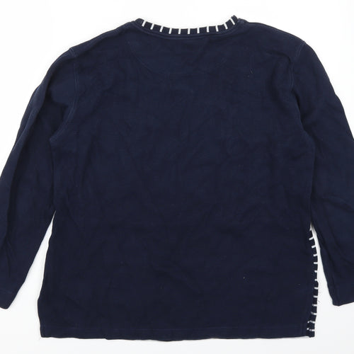Giari Ferori Womens Blue Striped  Pullover Jumper Size XL