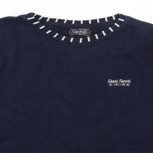 Giari Ferori Womens Blue Striped  Pullover Jumper Size XL