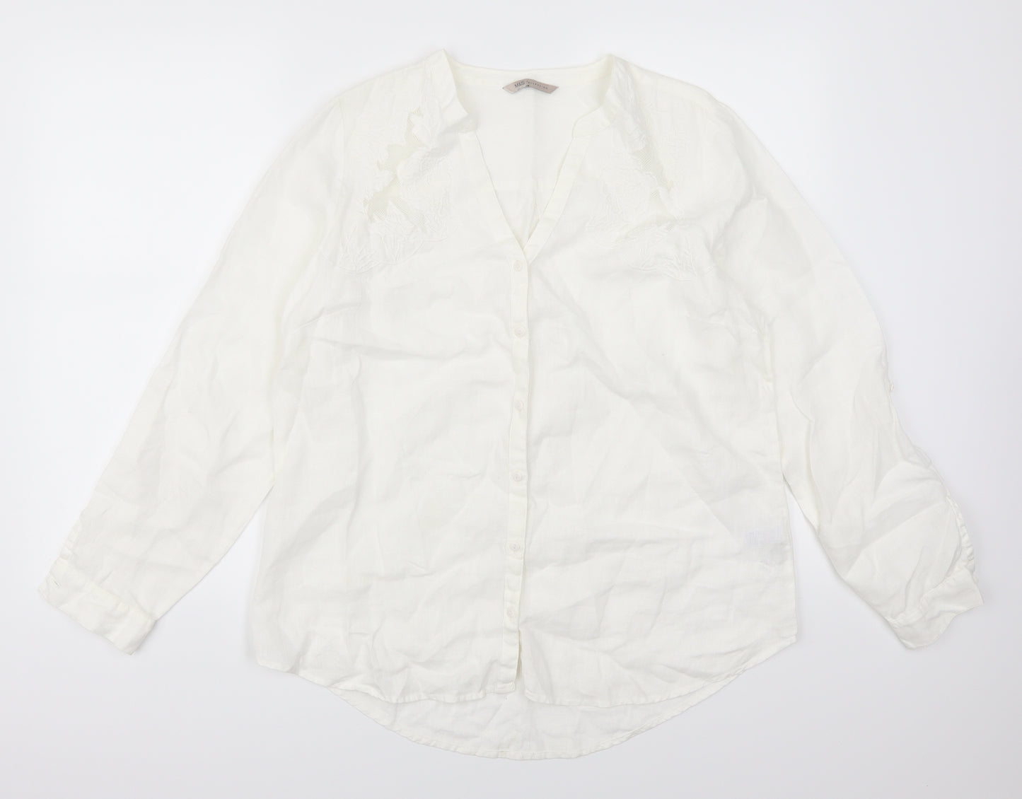 Marks and Spencer Womens White   Basic Button-Up Size 14
