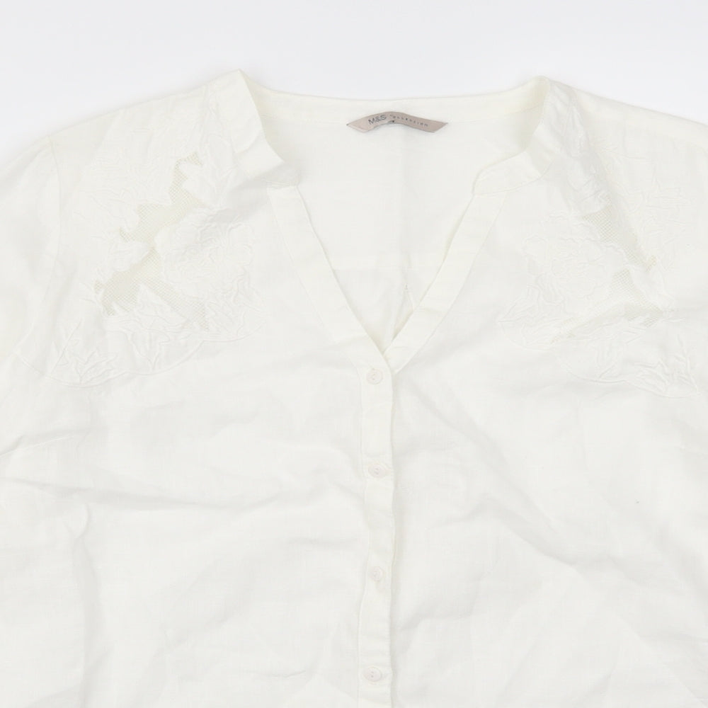 Marks and Spencer Womens White   Basic Button-Up Size 14