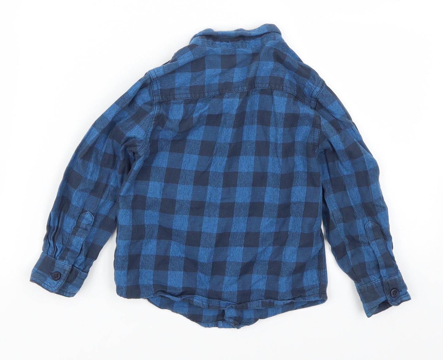 F&F Boys Blue Check  Basic Button-Up Size 2-3 Years  - Baseball Champion Badge