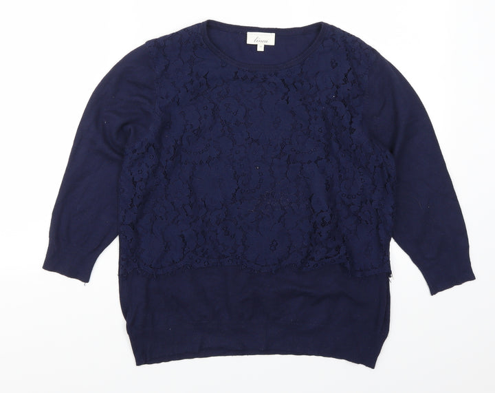 Linea Womens Blue  Lace Pullover Jumper Size M