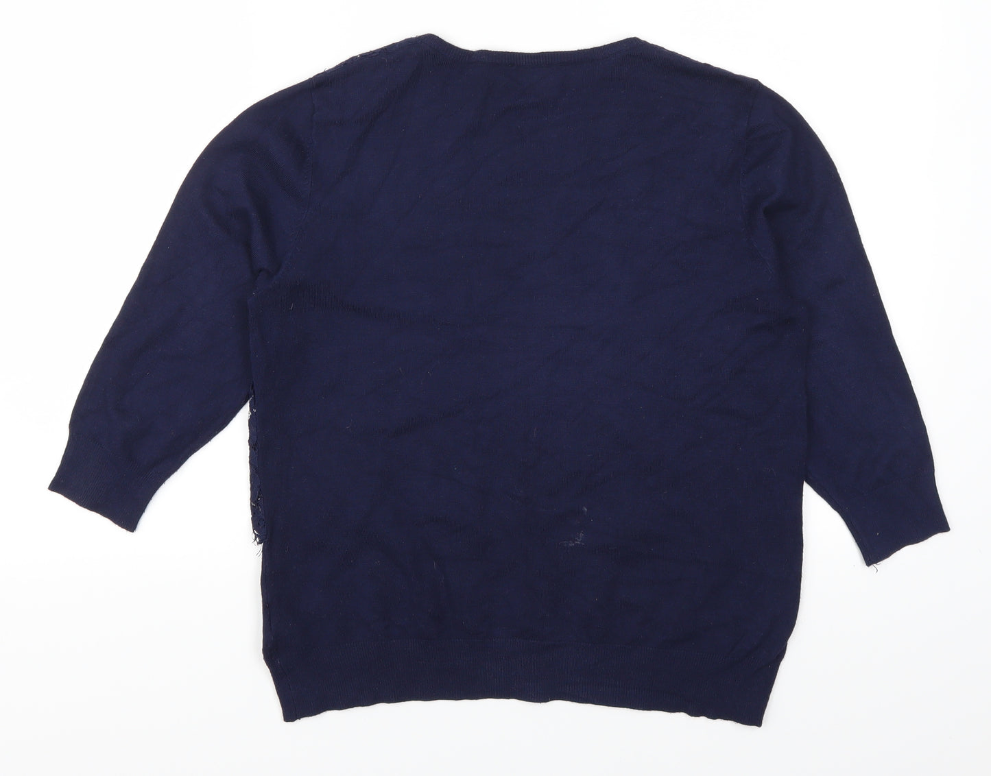 Linea Womens Blue  Lace Pullover Jumper Size M
