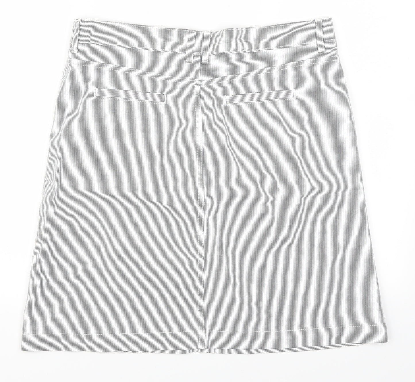 Per Una Womens Grey Striped Denim A-Line Skirt Size 14