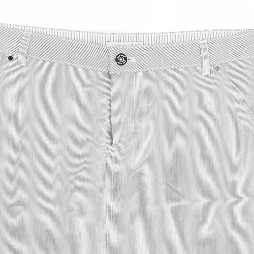 Per Una Womens Grey Striped Denim A-Line Skirt Size 14