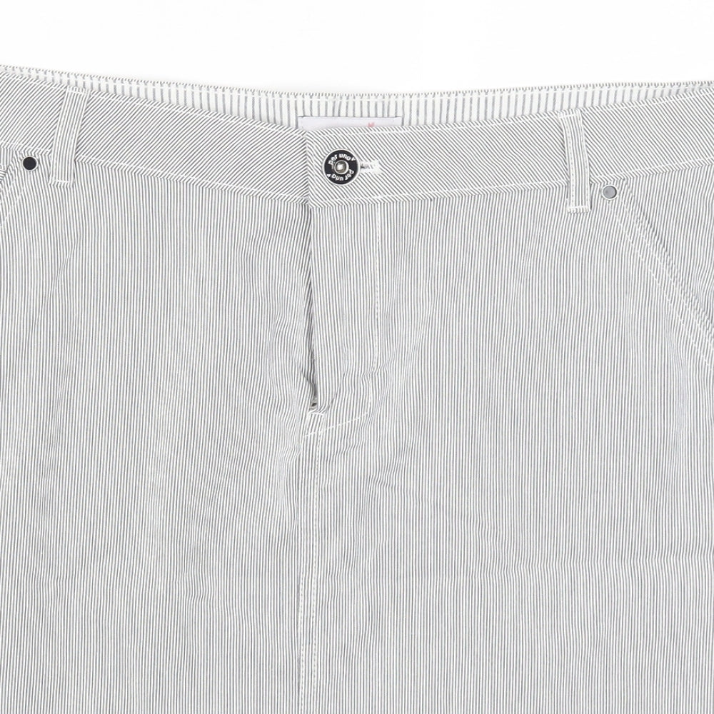 Per Una Womens Grey Striped Denim A-Line Skirt Size 14