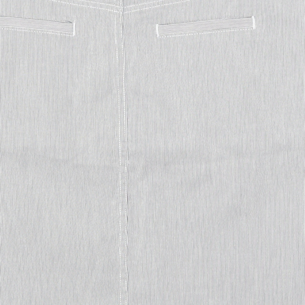 Per Una Womens Grey Striped Denim A-Line Skirt Size 14