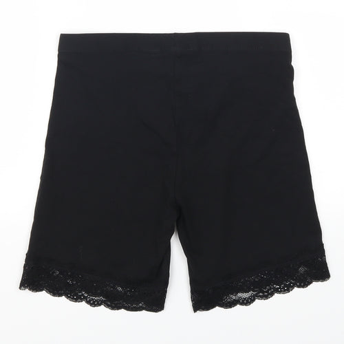 H&M Womens Black  Lace Hot Pants Shorts Size M - Lace Hem
