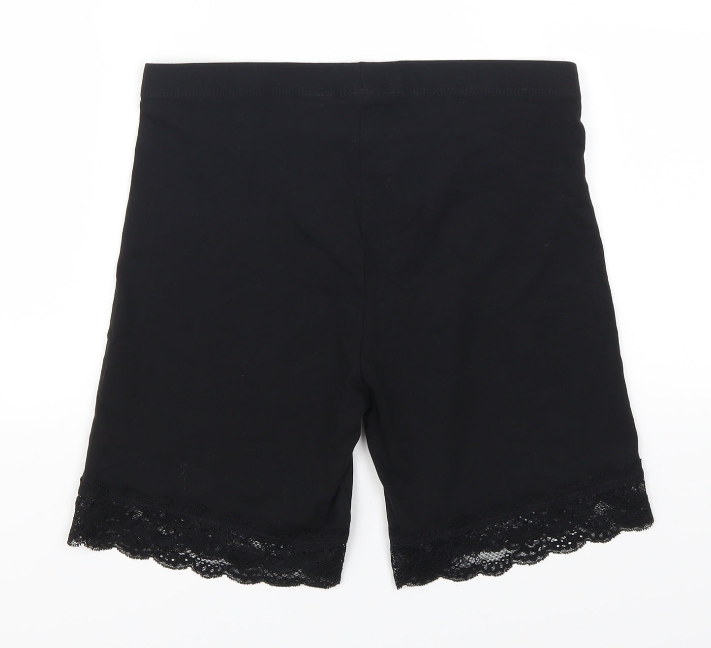 H&M Womens Black  Lace Hot Pants Shorts Size M - Lace Hem