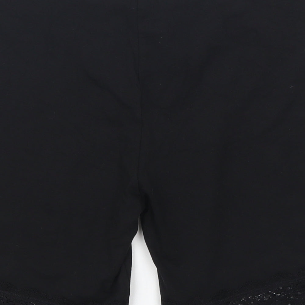 H&M Womens Black  Lace Hot Pants Shorts Size M - Lace Hem
