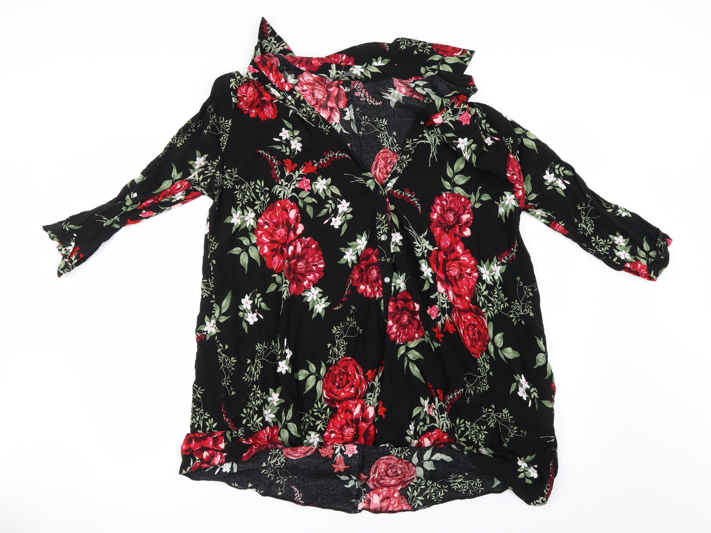 F&F Womens Black Floral  Basic Blouse Size 16