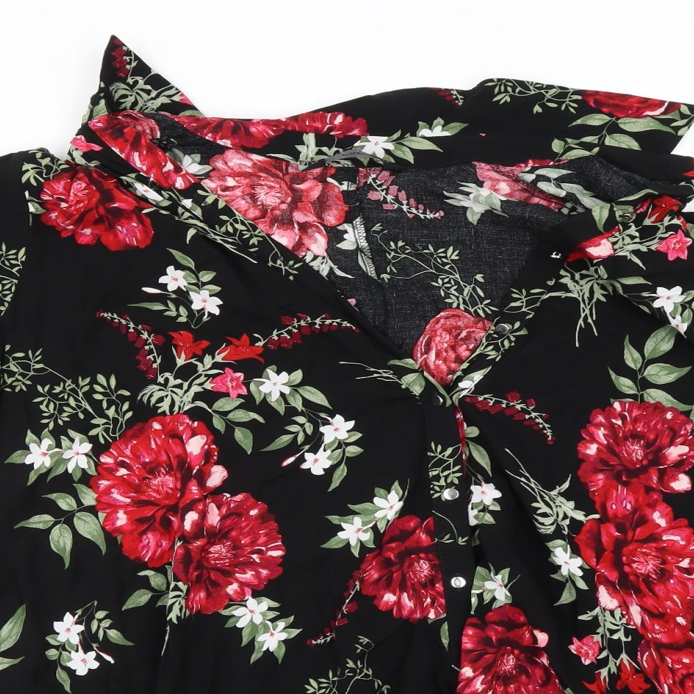 F&F Womens Black Floral  Basic Blouse Size 16