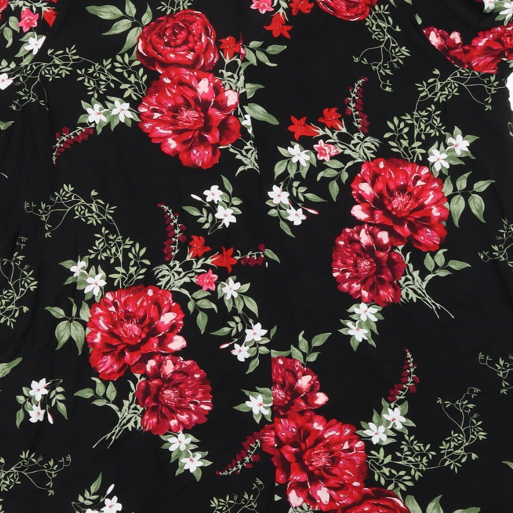 F&F Womens Black Floral  Basic Blouse Size 16