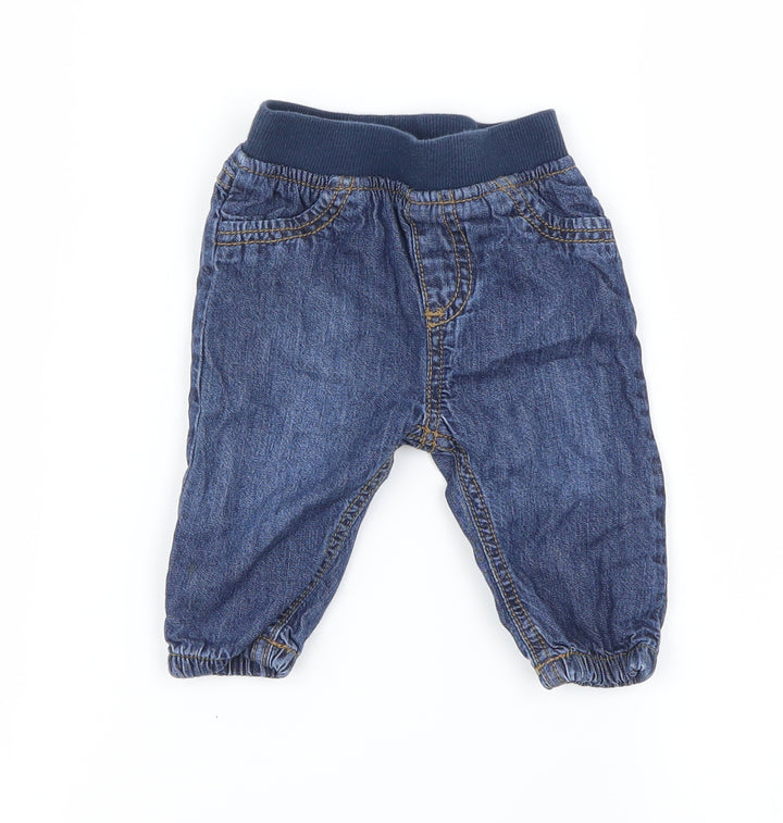 F&F Boys Blue Cargo Trousers Size 3-6 Months