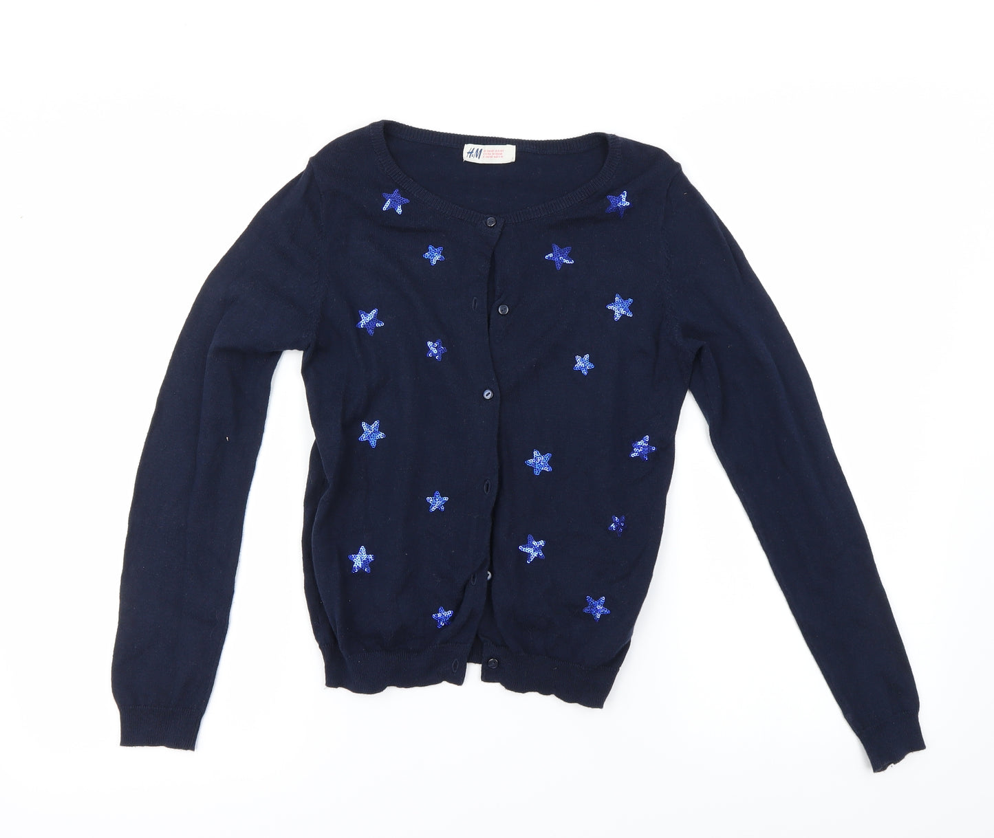 H&M Girls Blue   Cardigan Jumper Size 9 Years