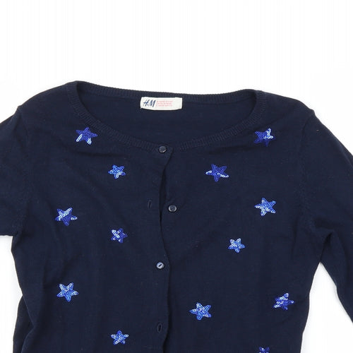 H&M Girls Blue   Cardigan Jumper Size 9 Years