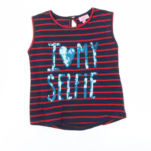OVS  Girls Blue Striped  Basic T-Shirt Size 2-3 Years