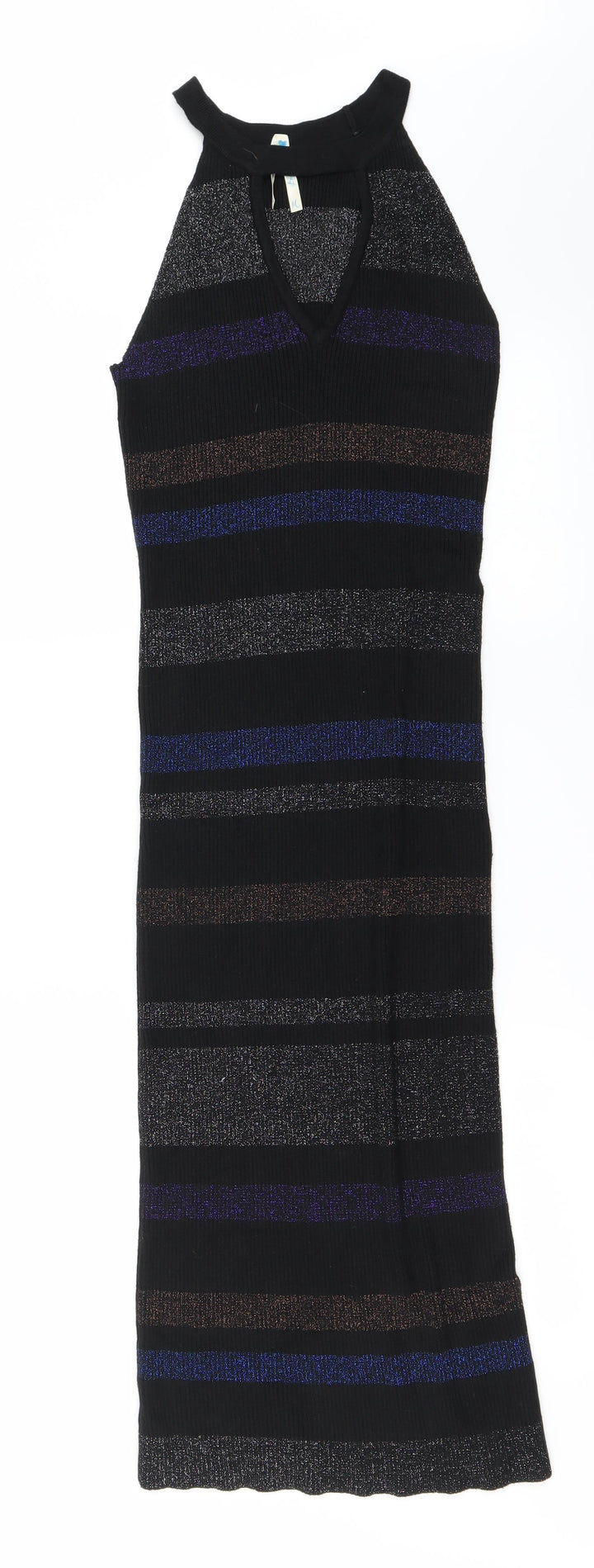 Preworn Womens Black Striped Bodycon Size M